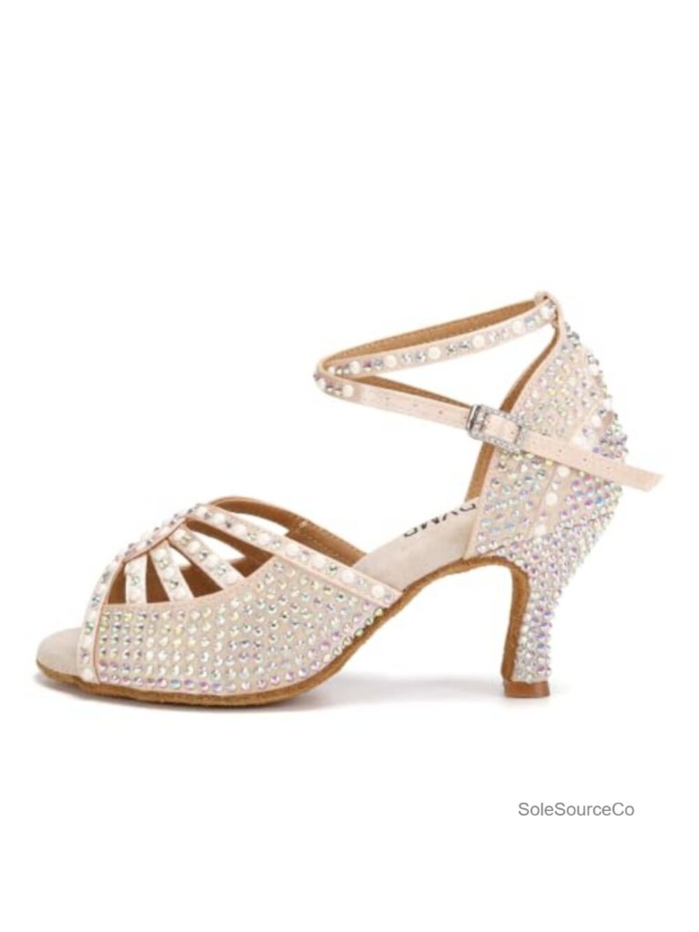 Women's Satin Rhinestone Latin Dance Shoes Stiletto Heels Ballroom Salsa
